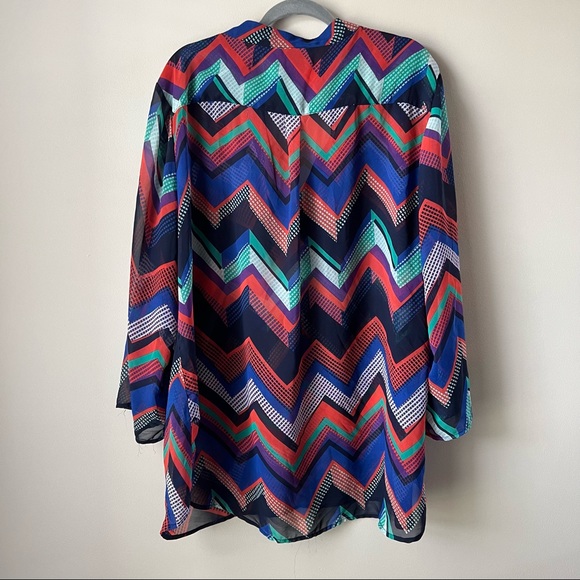 Belle Tweed Chiffon Sheer Roll Tab Sleeve Blouse Size 3 X - Picture 2 of 7